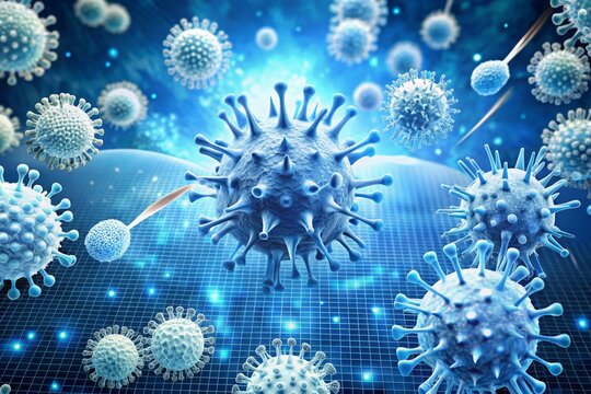 An illustration of the human immune system's response to a vaccine, depicting white blood cells and antibodies working together to fight off invading pathogens