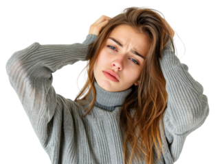 PNG Worried sweater disappointment contemplation.