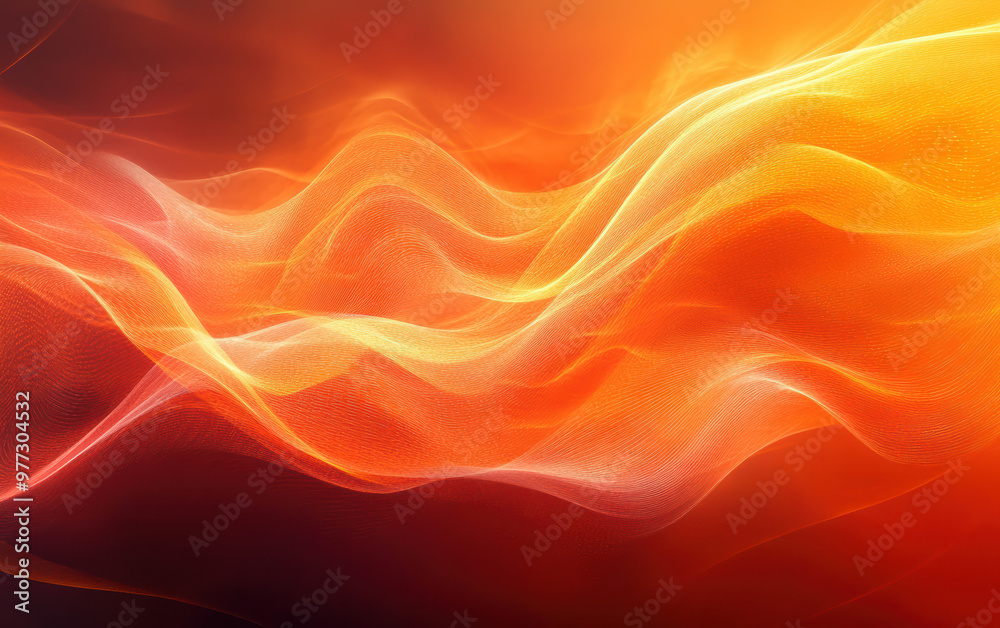 Poster abstract orange and yellow wave-like lines flowing seamlessly in a vibrant and dynamic pattern, crea