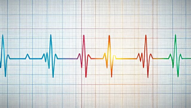 An ECG waveform with overlaid metrics gauges against a clean white background, showcasing signal noise ratio, frequency, amplitude