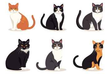 A collection of vector illustrations of cats in various poses