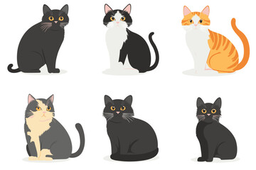 Fototapeta premium A collection of vector illustrations of cats in various poses
