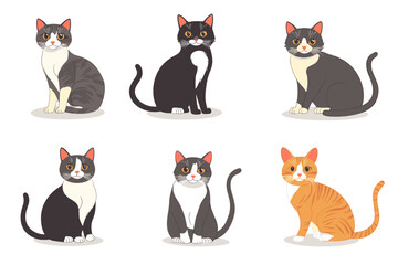 A collection of vector illustrations of cats in various poses