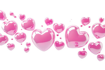Glossy pink heart elements