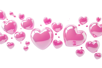 Glossy pink heart elements