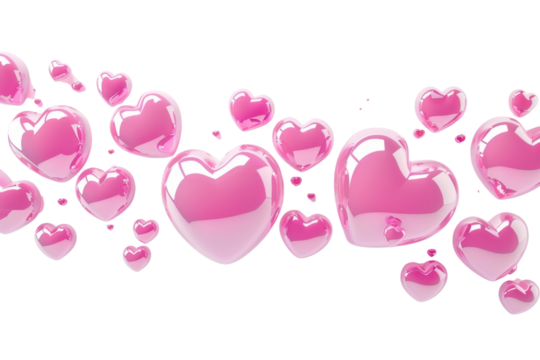 Glossy pink heart elements