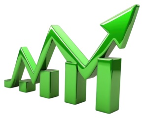 PNG Green arrow pointing upwards market graph stock.