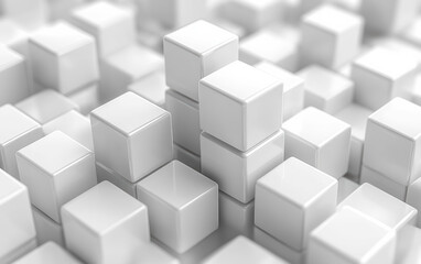 A modern and abstract composition of evenly structured white cubes, representing simplicity, order, and minimalistic design principles.