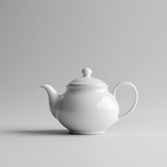 299. A delicate porcelain teapot isolated on a soft gray background