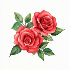 Fototapeta premium Vibrant Crimson Roses with Verdant Foliage