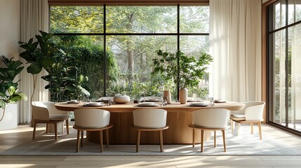 Obraz premium Impressive dining room showcasing captivating pictures of large dining table picture