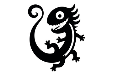 black dragon on white background silhoutte vector and illustration