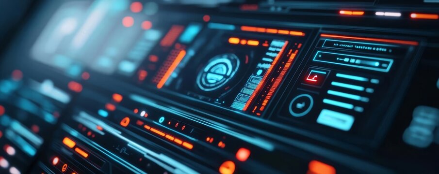 AI-enhanced software UI testers, glowing holographic feedback, sleek interface