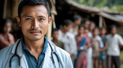Fototapeta premium A doctor providing healthcare in remote areas, overcoming challenges to deliver medical services in difficult environments.