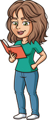 Cartoon hispanic woman reading book vector illustration