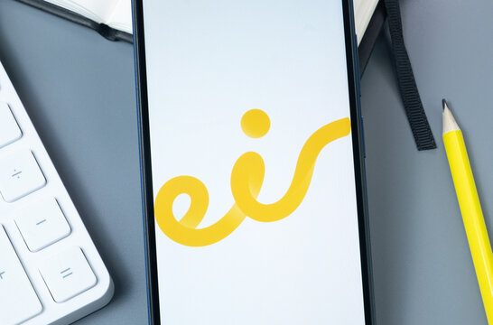 New York, USA - 30 August 2024: eir Logo on Phone Screen, Company Icon on Display