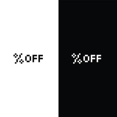 pixel % off icon. Vector pixel art Percent Discount 8 bit logo for game