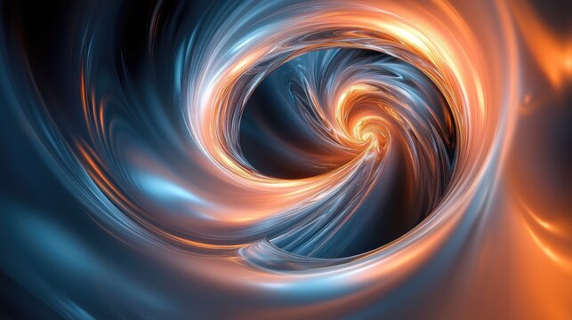Smooth, glowing spirals twisting into a deep, abstract vortex.