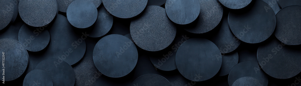 Poster abstract pattern of dark circular shapes overlapping, creating a textured and modern design. perfect