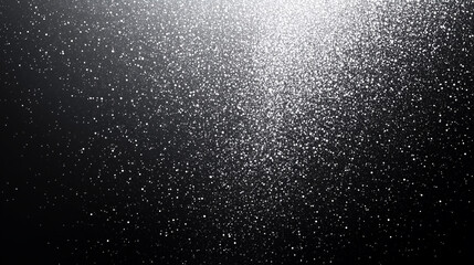 Minimalist black and white gradient texture with scattered particles. A sleek, abstract black and white gradient design features a scattering of white particles, perfect for modern, minimalist project