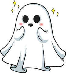 Cartoon cute sheet ghost vector illustration