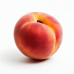 261. A single ripe peach isolated on a clean white background