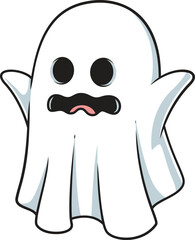 Cartoon scared sheet ghost vector illustration