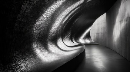 Fototapeta premium Smooth waves of light cascading down a curved surface, creating dynamic shadows.
