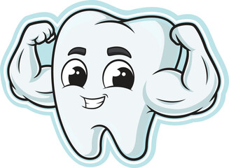 Cartoon protected tooth character vector illustration