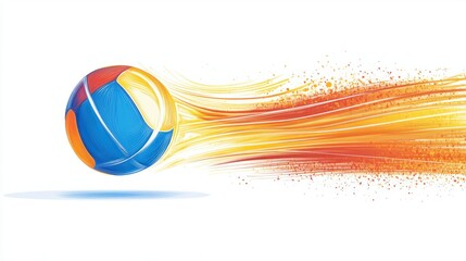 A volleyball icon in motion, with lines representing speed and movement, isolated on a white background.