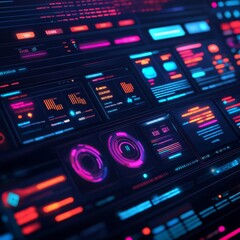 Obraz premium Interactive UI prototyping dashboard, holographic controls, futuristic tech ambiance