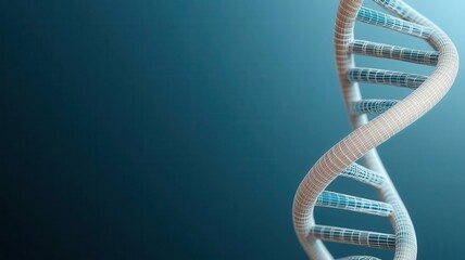 DNA helix, wireframe strands, genetic research, 3D illustration