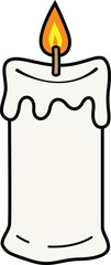Cartoon lit white candle vector illustration