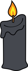 Cartoon lit black candle vector illustration