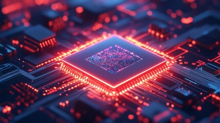 Fototapeta premium Quantum-enhanced UI component generators, glowing holograms, sleek software tools