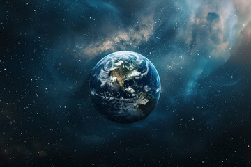 Obraz premium Earth in space with nebula background