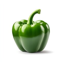 256. A vibrant green bell pepper isolated on a pristine white background