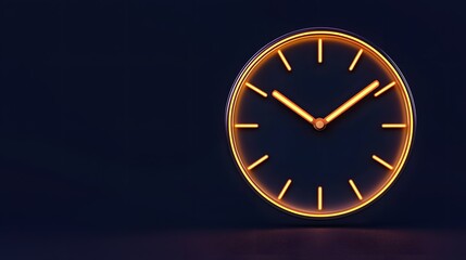 Neon Clock on Dark Background