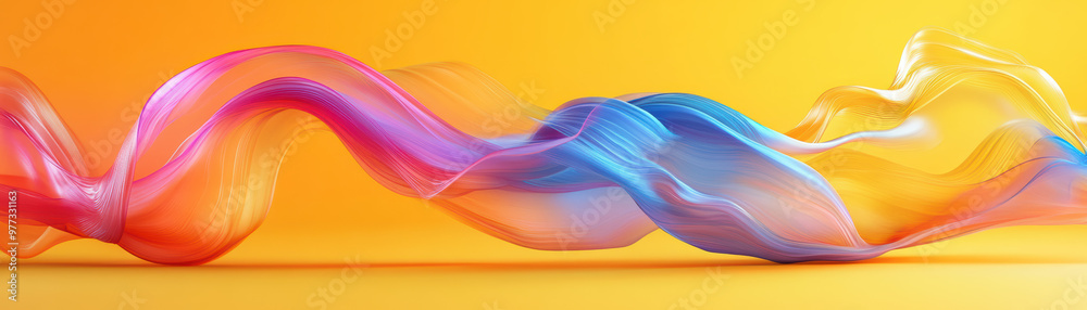 Poster vibrant abstract wave of flowing colors on a gradient background, showcasing dynamic movement and fl