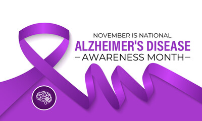 Fototapeta premium Alzheimer's disease awareness month is observed every year in november. November’s Focus: Raising Awareness for Alzheimer’s Disease”. Banner poster, flyer and background design template.