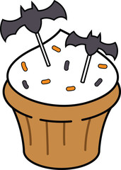 Cartoon halloween decorated cupcake vector illustration
