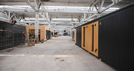 Workshop for the production of wooden modular houses