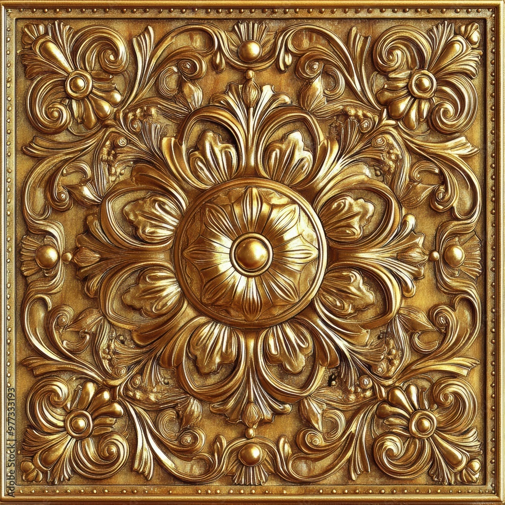 Canvas Prints golden floral ornament.