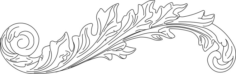 Sketch vector illustration silhouette design drawing ornate floral ornament classic vintage ethnic