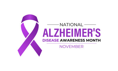 Alzheimer's disease awareness month is observed every year in november. November’s Focus: Raising Awareness for Alzheimer’s Disease”. Banner poster, flyer and background design template.
