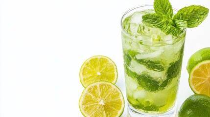 Summer Mojito with Lime and Mint Leaves
