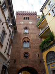 Historic buildings along via Lambro, Monza, Italy