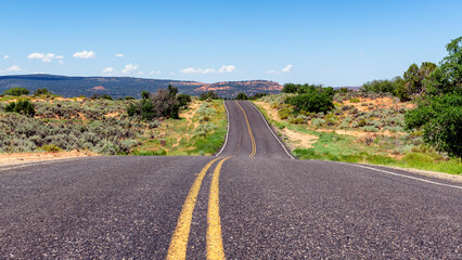 Road trip. Scenic road to Canyonland, Arizona - Utah, USA