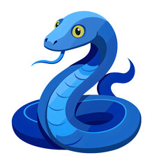 Fototapeta premium Blue snake, the animal symbolizing year 2025, isolated on tranparent background, PNG file, Generative AI 