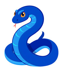 Naklejka premium Blue snake, the animal symbolizing year 2025, isolated on tranparent background, PNG file, Generative AI 